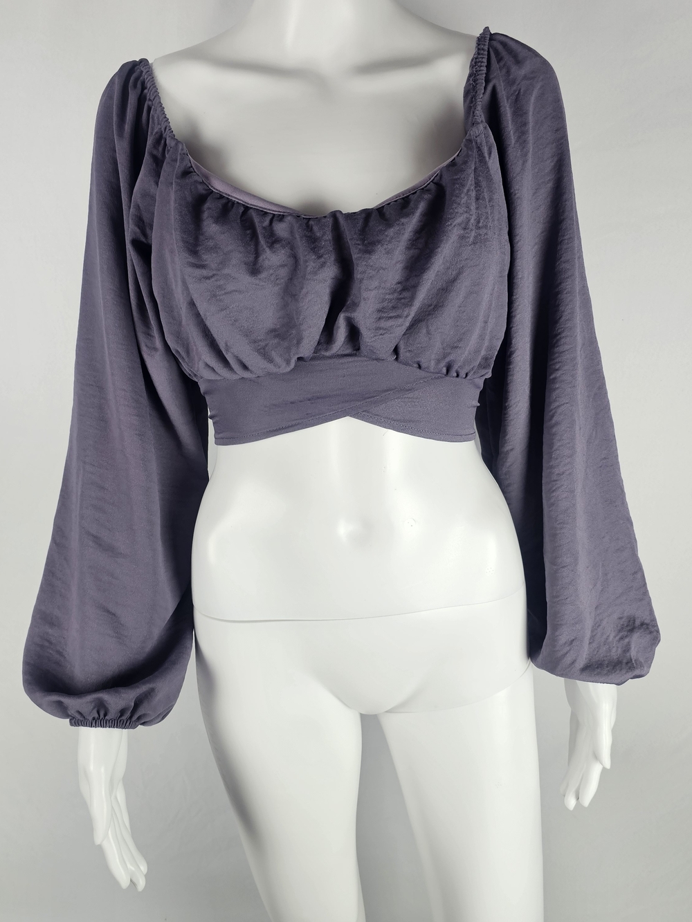 Altar'd State Purple Long-Sleeve Cropped Peasant Top